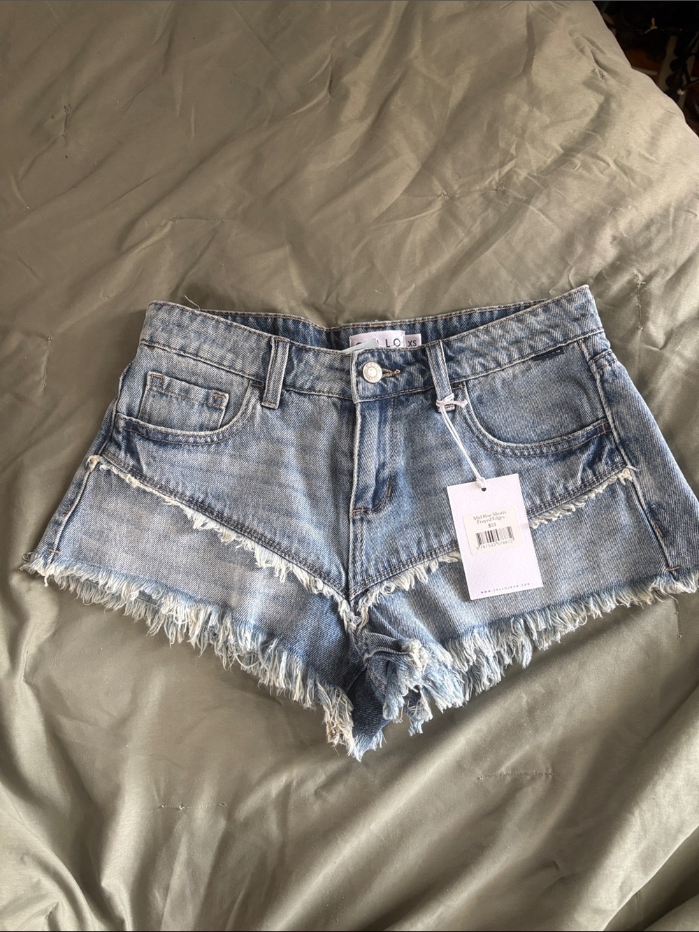 Cello Light Blue Frayed Denim Shorts